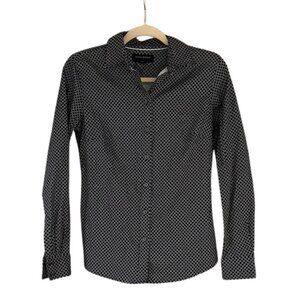 Banana Republic Black & White Diamond-Print Button-Down Shirt